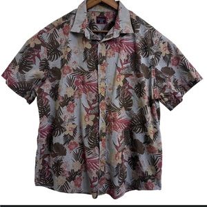 UNTUCKit Desisto Hawaiian Floral Button Front Short Sleeve Shirt Men’s L